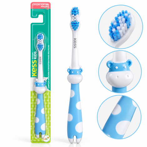 Escova Dental Infantil Kess Kids Cerdas Extra Macias Azul